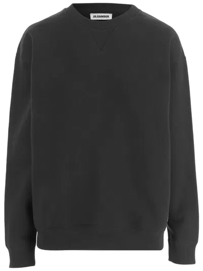 Jil Sander Black Contrast Logo Cotton Sweatshirt