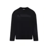 Jil Sander Men Black Long Sleeve T-shirt With Front Logo Print In Cotton Man In Black