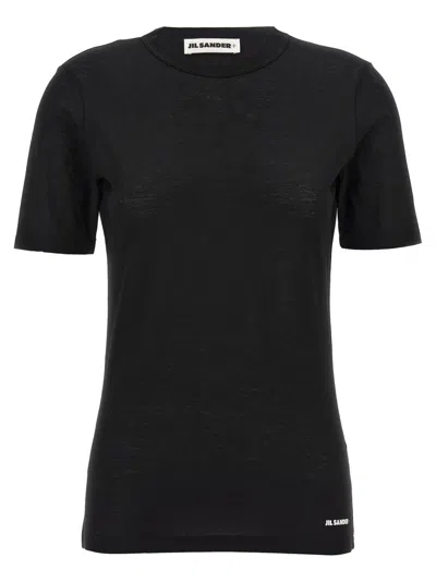 JIL SANDER BLACK COTTON CREW NECK T-SHIRT