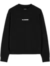 Jil Sander Black Cotton Crewneck Sweatshirt With Logo In Black