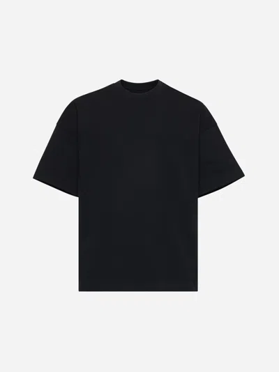 Jil Sander Black Cotton Jersey Crepe Crewneck T-shirt In Blue