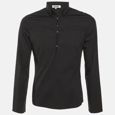 Pre-owned Jil Sander Black Cotton Half Placket Shirt Xs
