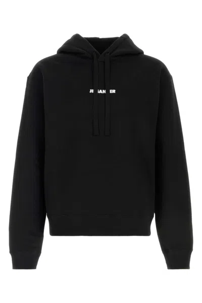 Jil Sander Cotton Logo-detail Hoodie In Black