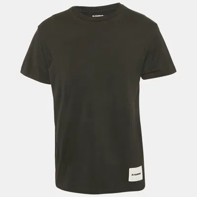 Pre-owned Jil Sander Black Cotton Logo Pack Crewneck T-shirt L