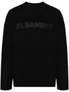 Jil Sander Men Black Long Sleeve T-shirt With Front Logo Print In Cotton Man In Black