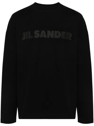 JIL SANDER BLACK COTTON LONG SLEEVE T-SHIRT