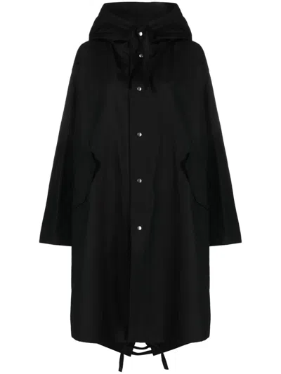 Jil Sander Black Cotton Midi Parka Jacket For Women