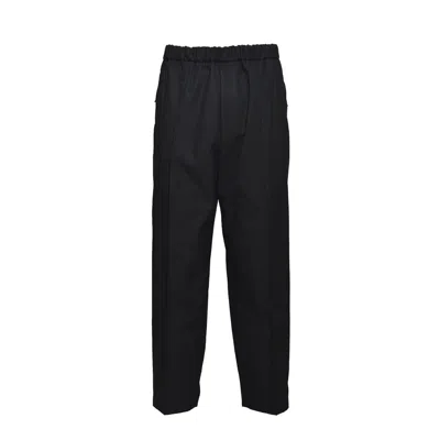 Jil Sander Black Cotton Straight Trousers