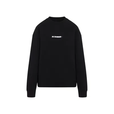 JIL SANDER BLACK COTTON SWEATSHIRT