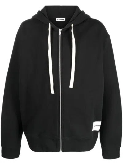 JIL SANDER JIL SANDER BLACK COTTON SWEATSHIRT