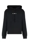 Jil Sander Relaxed Fit Black Cotton Hoodie With Logo Print In Black