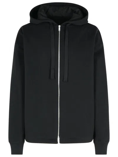 Jil Sander Long-sleeved Zipped Hoodie In Black