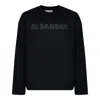 Jil Sander Men Black Long Sleeve T-shirt With Front Logo Print In Cotton Man In Black