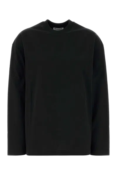 Jil Sander Logo Cotton T Shirt In Black