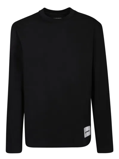 Jil Sander Black Cotton T-shirt Set In 1