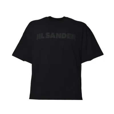 Jil Sander Black Cotton T-shirt With Tone-on-tone Logo
