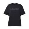 Jil Sander Black Cotton T-shirt With Tone-on-tone Logo In Blue