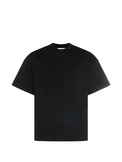 Jil Sander Black Cotton Tee Shirt In Animal Print
