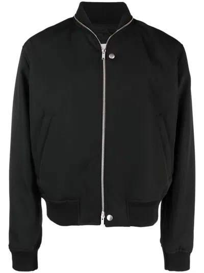 Jil Sander Black Cotton Wool Bomber Jacket