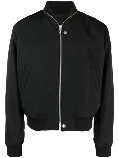 JIL SANDER JIL SANDER BLACK COTTON WOOL BOMBER JACKET