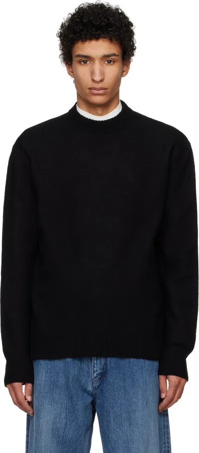 JIL SANDER BLACK CREW-NECK SWEATER