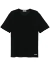 Jil Sander Blue Cotton T-shirt With Small White Logo In Black