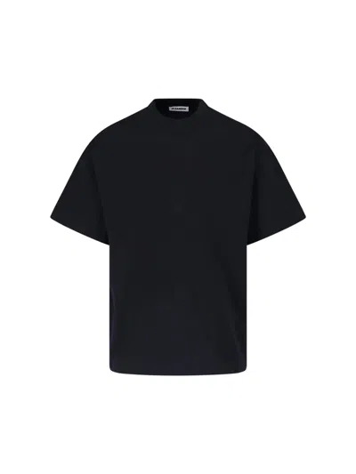 Jil Sander Black Crewneck Side Logo Cotton T-shirt