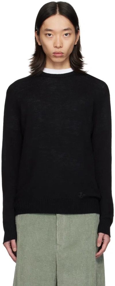 Jil Sander Black Crewneck Sweater In 001 Black