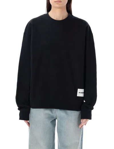 Jil Sander Black Crewneck Sweatshirt For Women In Ss24 Season