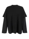 Jil Sander Black Crewneck T-shirt With Logo Lettering On The Rear And Layered Design In Black