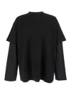 Jil Sander Black Crewneck T-shirt With Logo Lettering On The Rear And Layered Design