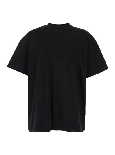 JIL SANDER BLACK DOUBLE-LAYERS T-SHIRT