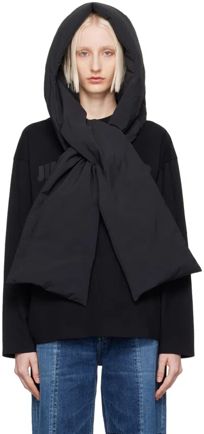 Jil Sander Black Down Scarf In 001 Black