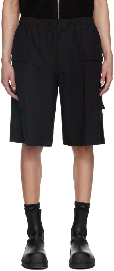 Jil Sander Black Drawstring Shorts In 001 Black