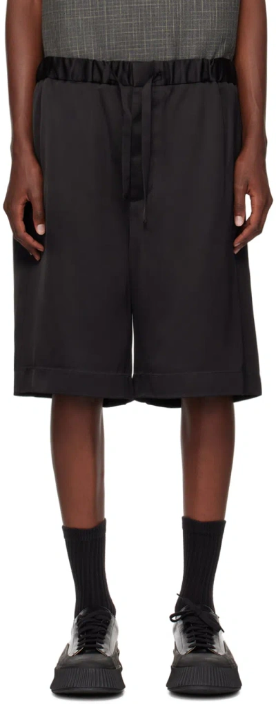 Jil Sander Black Drawstring Shorts In 001 Black