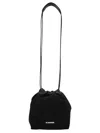 Jil Sander Black Canvas Small Dumpling Bucket Bag In Black