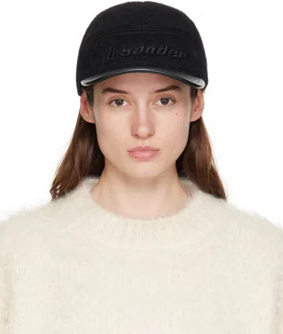 Jil Sander Black Embroidered Cap In 001 Black