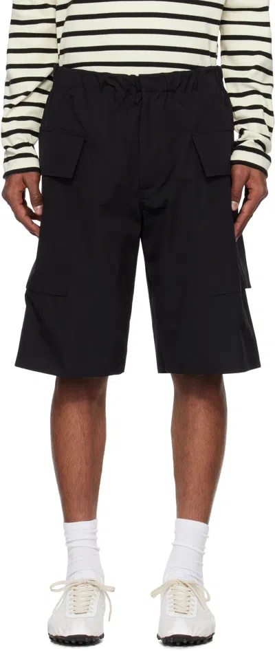 Jil Sander Black Embroidered Logo Cargo Shorts In 001 Black