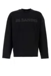 Jil Sander Men Black Long Sleeve T-shirt With Front Logo Print In Cotton Man In Black