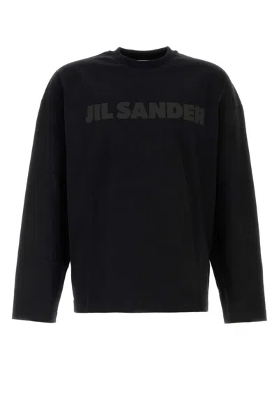 JIL SANDER BLACK EMBROIDERED LOGO SWEATSHIRT