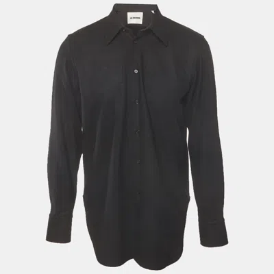 Pre-owned Jil Sander Black Felt Button Front Long Sleeve Shirt L