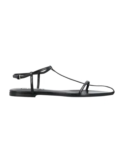 JIL SANDER JIL SANDER BLACK FLAT CAGE SANDALS