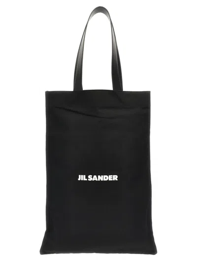 JIL SANDER BLACK FLAT SHOPPER LARGE SHOPPING BAG