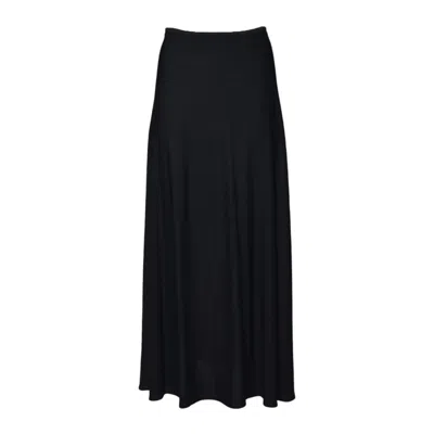 JIL SANDER BLACK FLOWING VISCOSE CREPE MIDI SKIRT