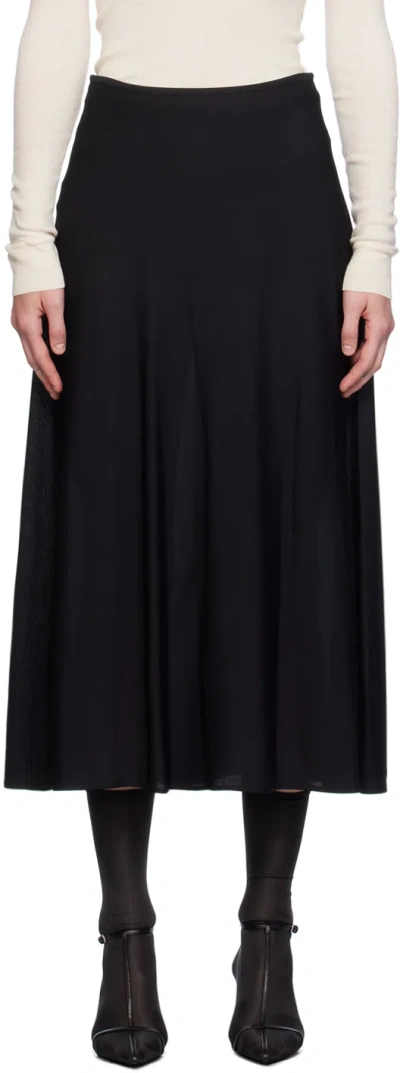 Jil Sander Black Fluid Midi Skirt In 001 Black