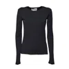 Jil Sander Black Fluid Viscose Long Sleeve T-shirt In Black