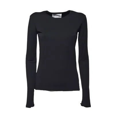 Jil Sander Black Fluid Viscose Long Sleeve T-shirt