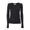 Jil Sander Black Fluid Viscose Long Sleeve T-shirt