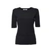 Jil Sander Black Fluid Viscose Short Sleeve Top In Black