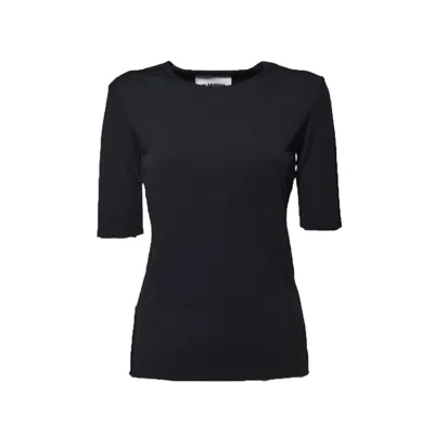 Jil Sander Black Fluid Viscose Short Sleeve Top